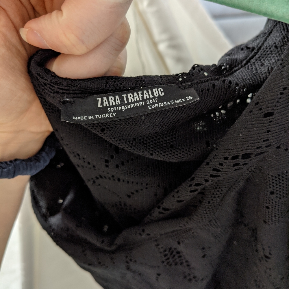 Zara Black Frilled Lace One Shoulder Bodysuit - Picture 9 of 10